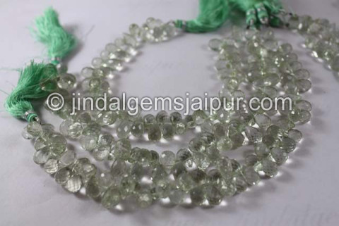 Green Amethyst Faceted Drops Shape Beads